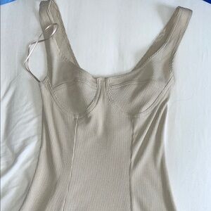 Zara Elegant Beige Ribbed Dress